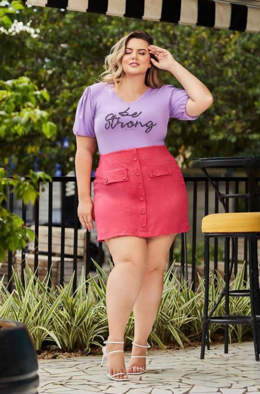 T Shirt Plus Size Lilás - Be Strong Savannah - Imagem 2