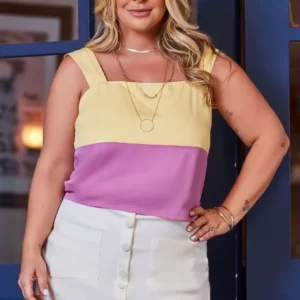 Blusa Plus Size Amarelo e Lilás - Karol Savannah