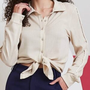 Camisa Detalhe Cordão Cora Canela