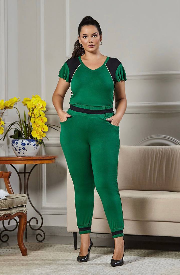Conjunto Plus Size Verde - Bruna Savannah