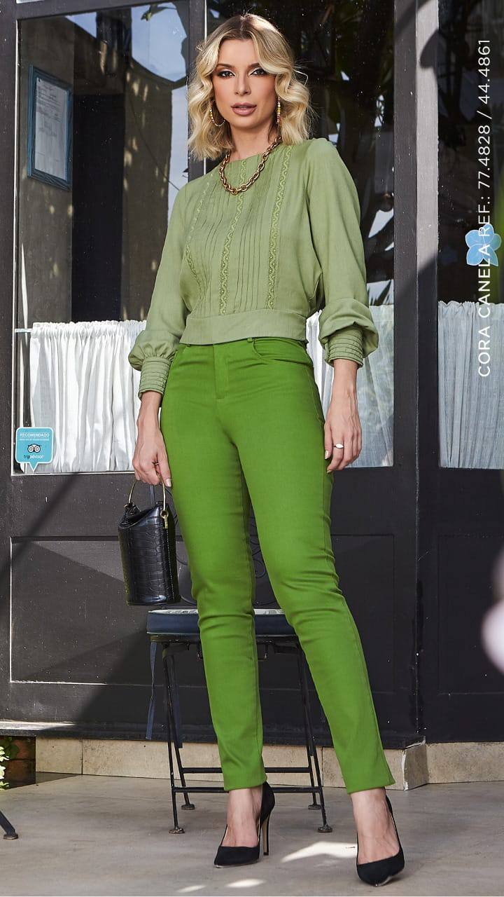 Calça Classic Sarja Cora Canela - Preta - Imagem 2