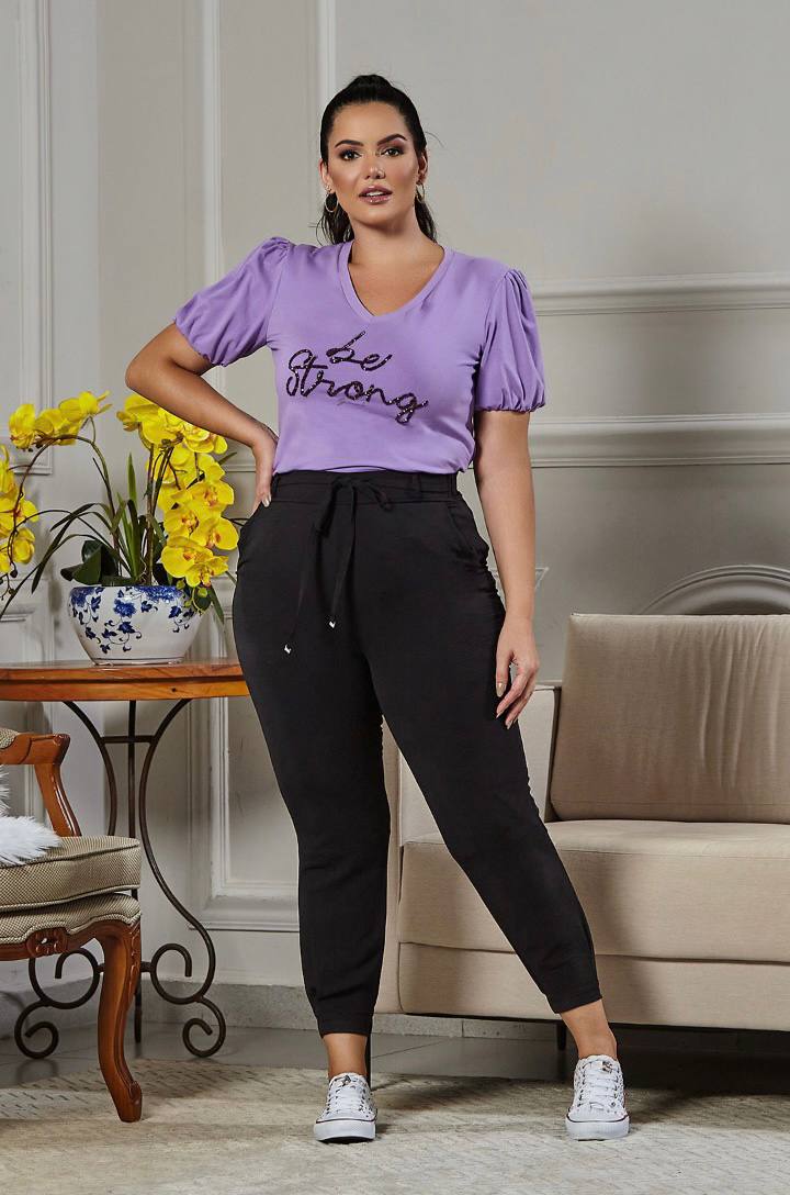 T Shirt Plus Size Lilás - Be Strong Savannah