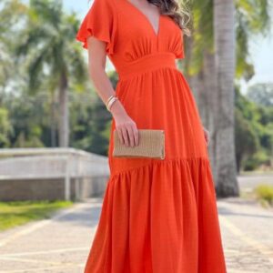 Vestido Manga Babados Moça de Pano - Lilás