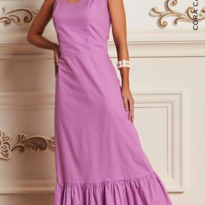Vestido Longo Alça Laço Cora Canela - Lilás