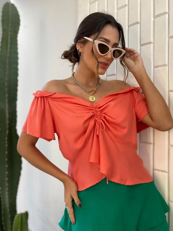 Blusa Maria Laura Cappela - Coral - Imagem 2