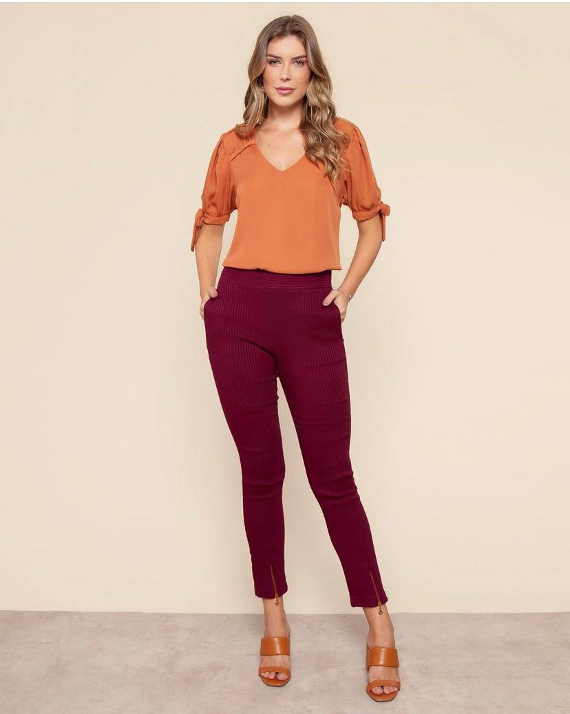 Blusa Detalhe no Ombro Amiska - Caramelo - Imagem 2