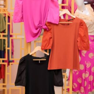 T-Shirt Manga Bufante Cora Canela