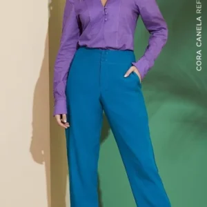 Calça Reta Viscose Cora Canela