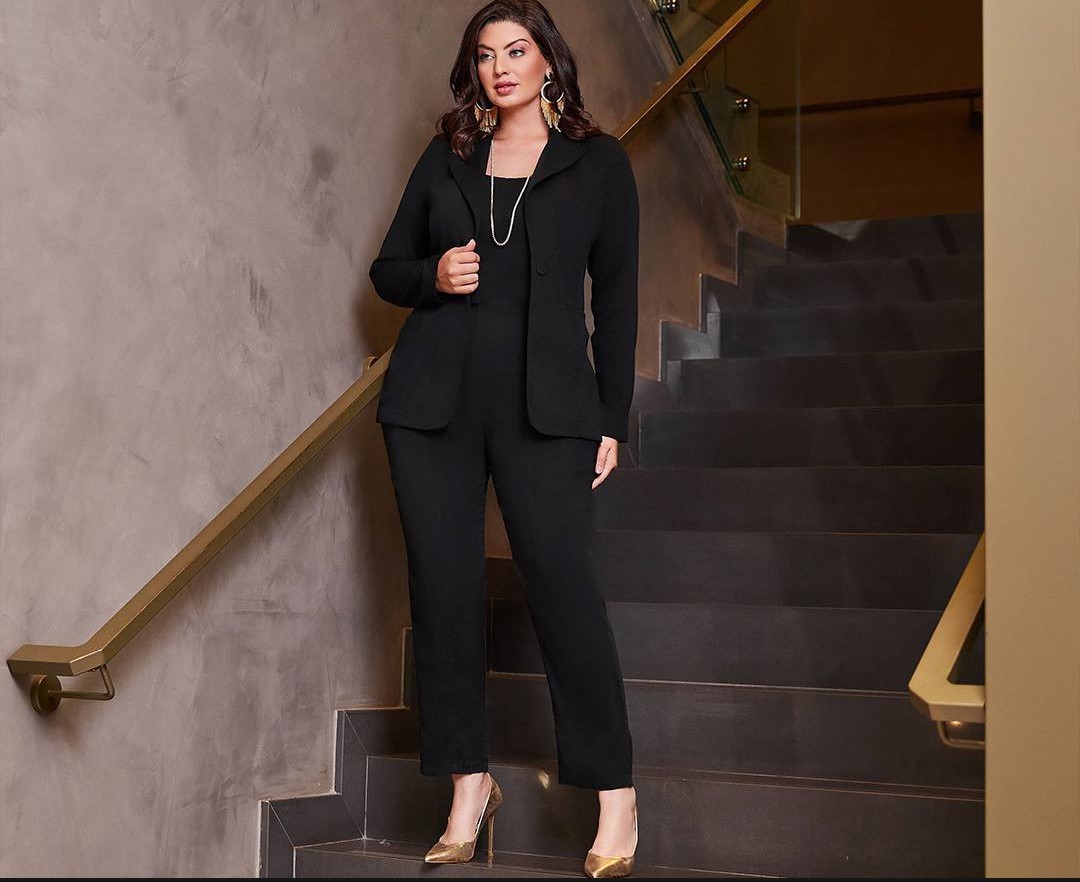 Blazer Plus Size Preto - Naiara Savannah