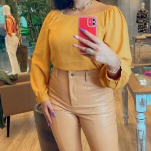 Blusa Viscolinho Mostarda Tuca