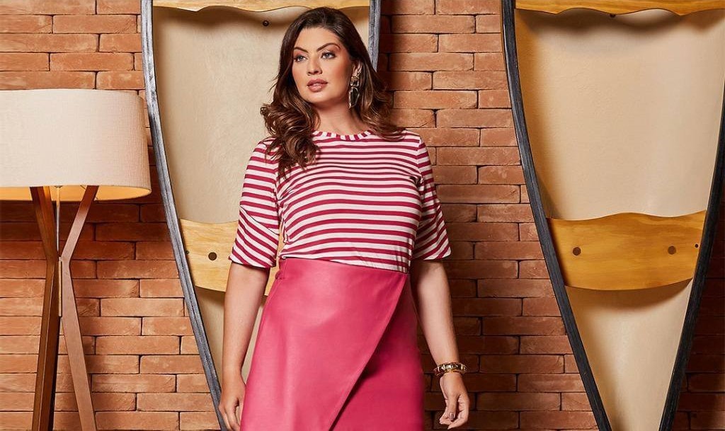 Blusa Plus Size Listrada Pink - Catarina Savannah
