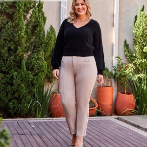 Blusa Plus Size Tricô Preta - Camile Savannah