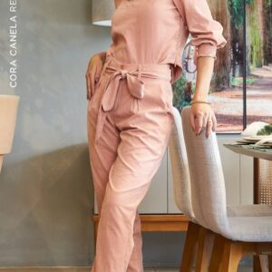 Blusa Manga Cupro Lastex Nude Cora Canela