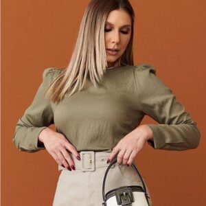 Blusa Manga Longa Marrom - Eliane Inicial A