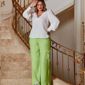 Blusa Plus Size Manga Longa Off White - Emiliana Savannah