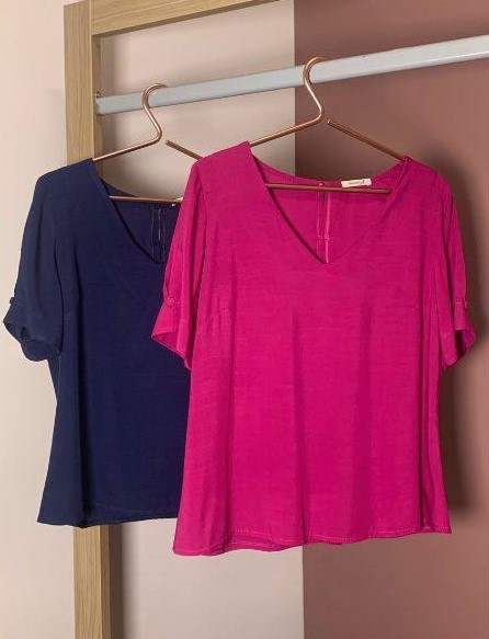 Blusa Decote em V Pink - Helena Inicial A - Imagem 2