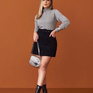 Blusa Tricô Gola Alta Pink - Izadora Inicial A