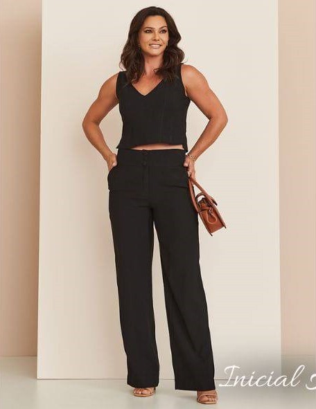 Calça Pantalona Verde - Luiza Inicial A