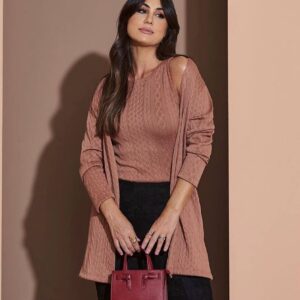 Conjunto Cardigan Roxo - Eliza Inicial A