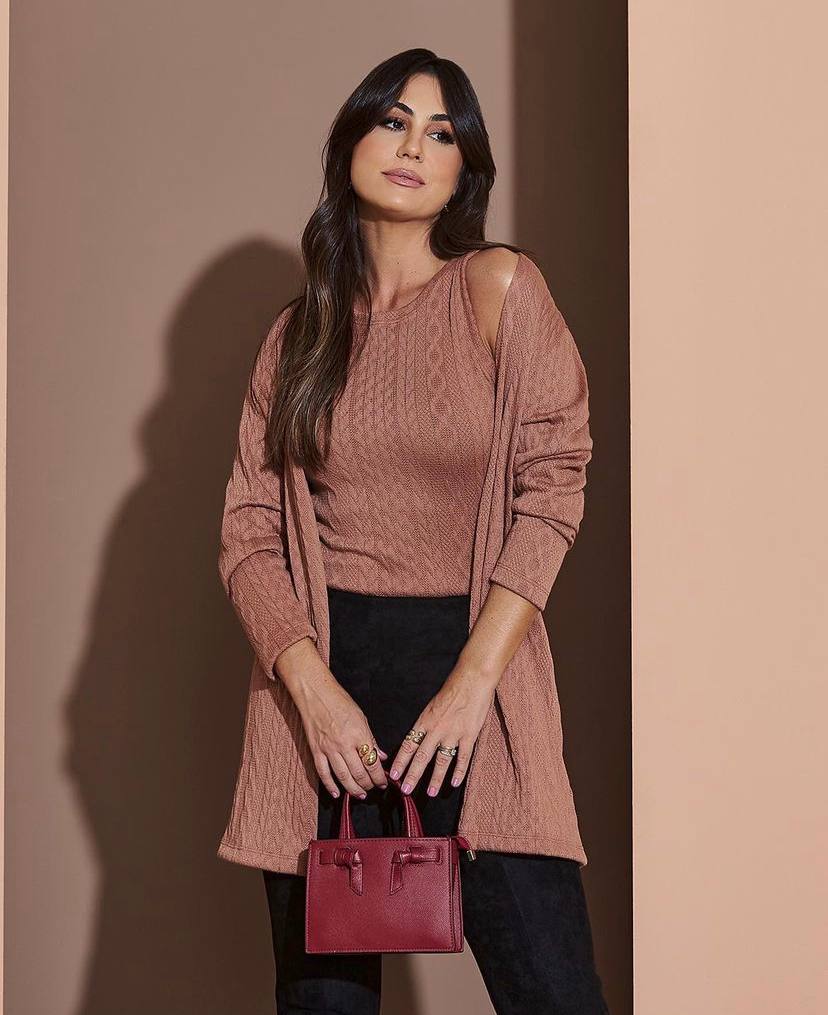 Conjunto Cardigan Roxo - Eliza Inicial A