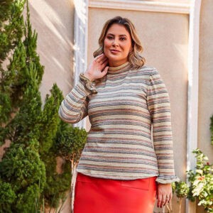 Blusa Plus Size Estampada Amarela - Alessandra Savannah
