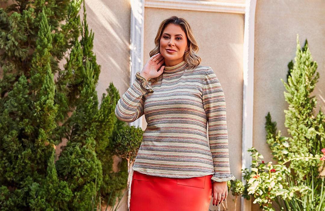 Blusa Plus Size Estampada Amarela - Alessandra Savannah