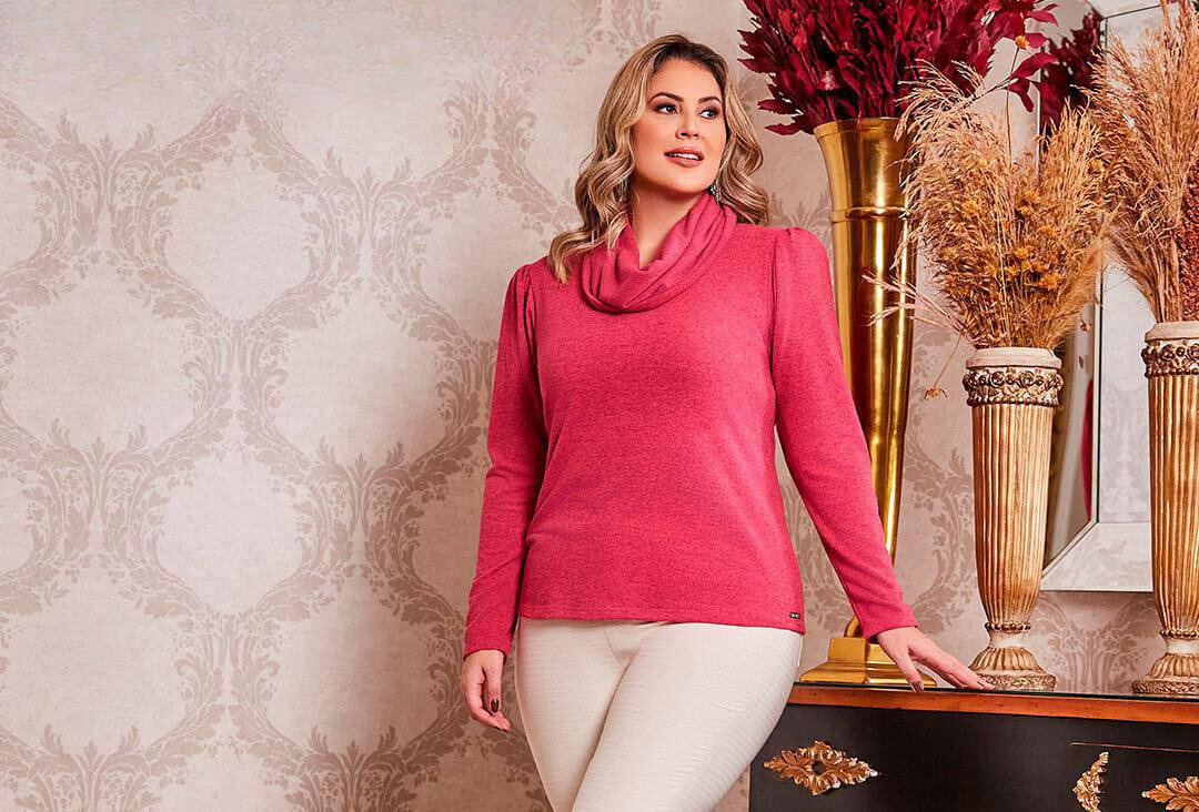 Blusa Tricô Gola Boba Pink - Amabile Savannah