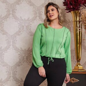 Blusa Plus Size com Pérolas Verde - Ariane Savannah