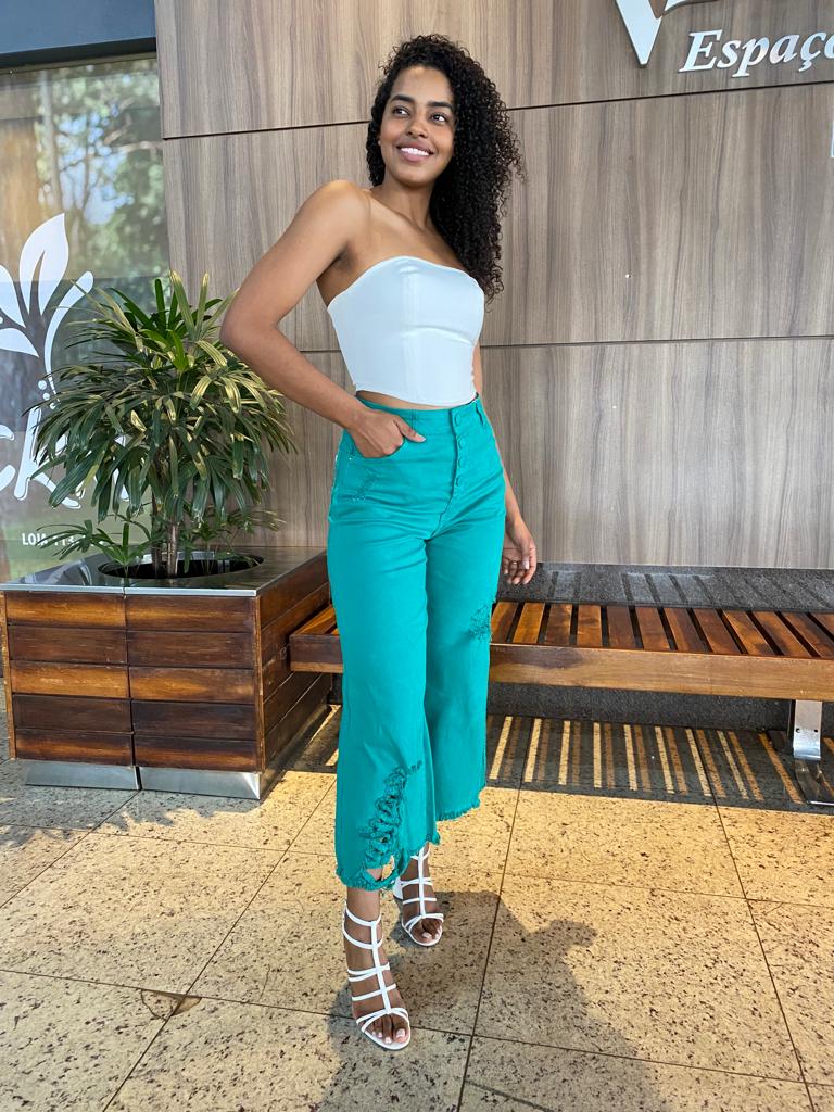 Calça Sarja Pantacourt Verde RZM - Imagem 3