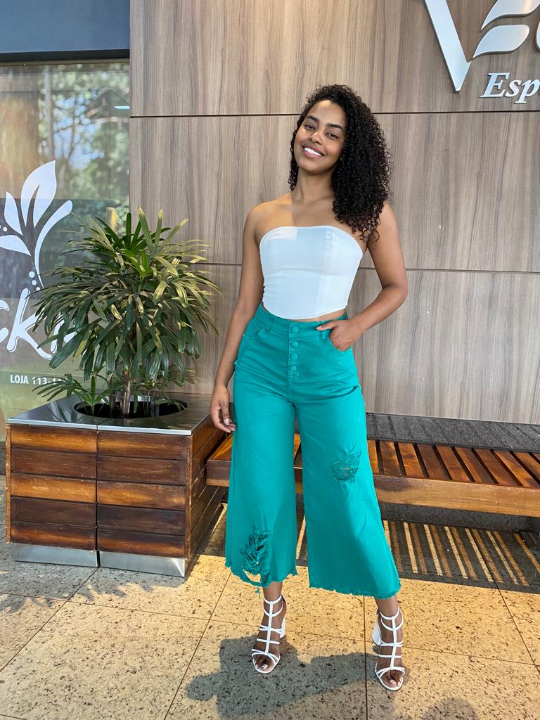 Calça Sarja Pantacourt Verde RZM - Imagem 2