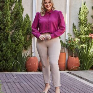 Camisa Plus Size Guipir Roxa - Sirley Savannah