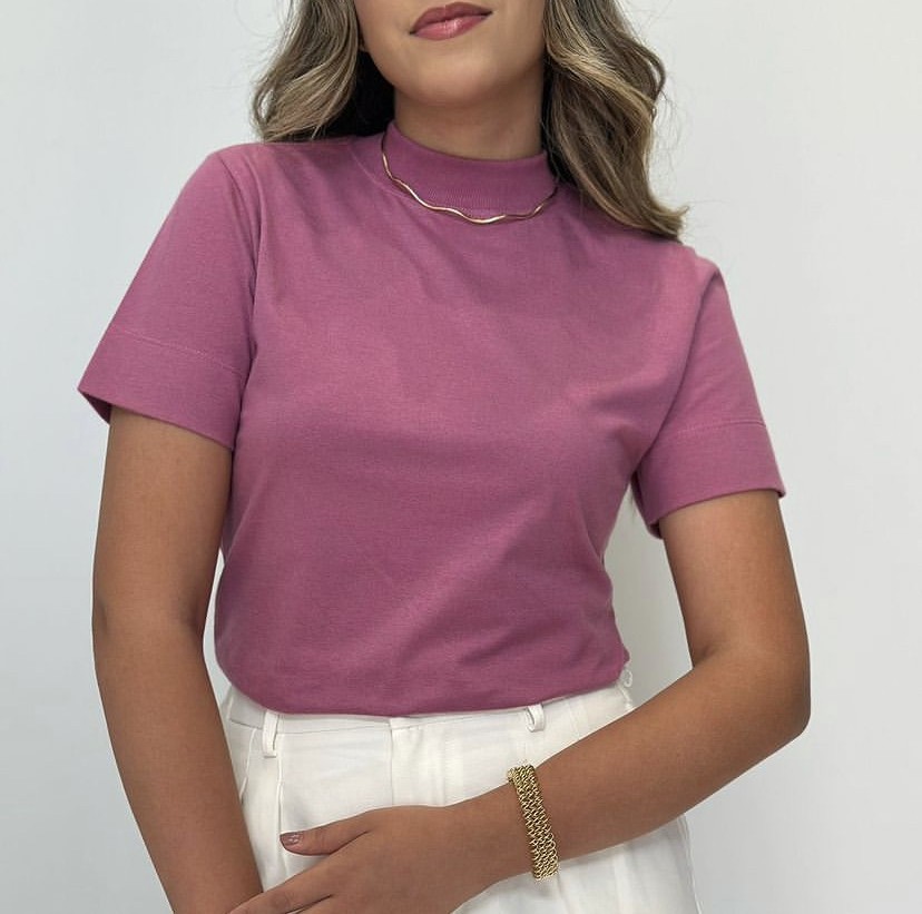 T-Shirt Gola Malha Rosa Seco - Imagem 2