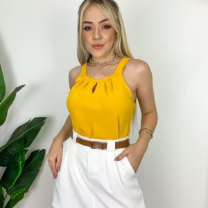 Blusa Verde Bandeira com Trança Bianca
