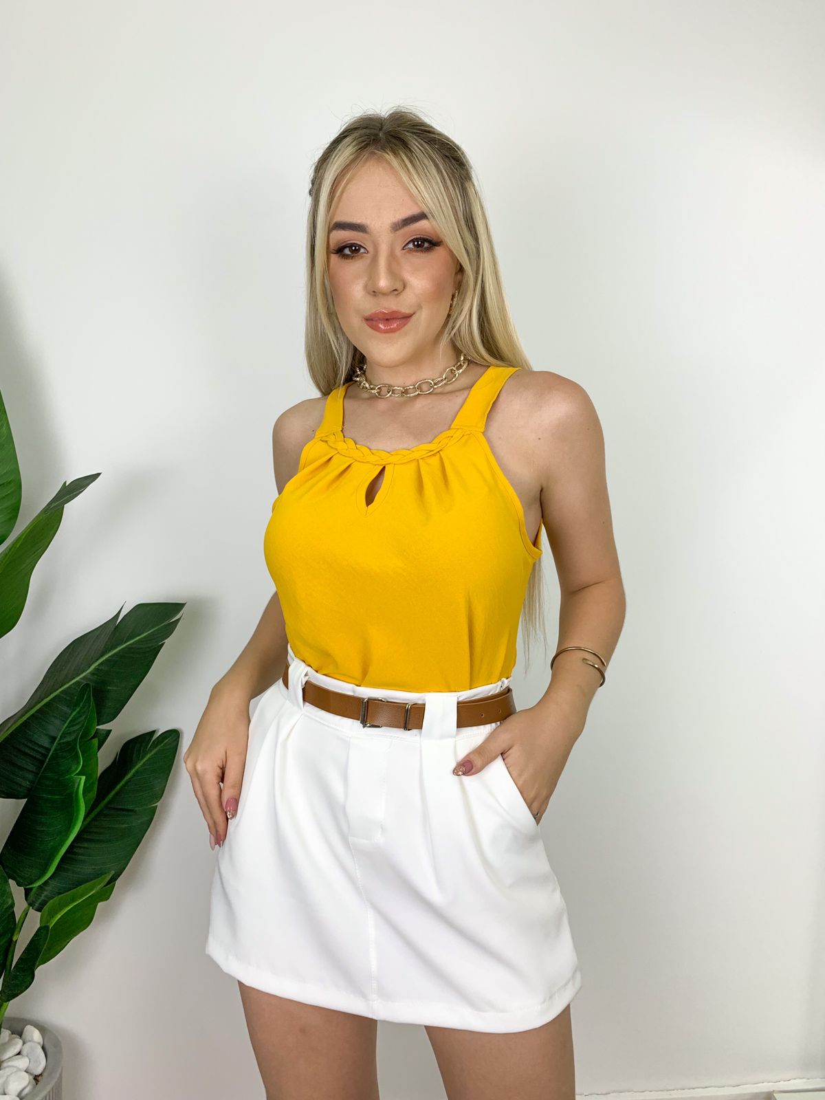 Blusa Verde Militar com Trança Bianca