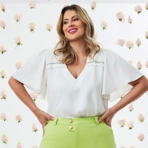 Blusa Plus Size Off White - Fabiela Savannah