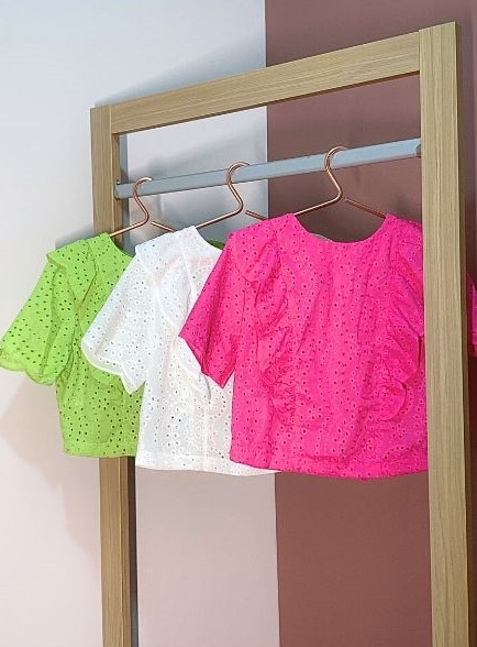 Blusa Laise Babados Marília Pink Inicial A - Imagem 3