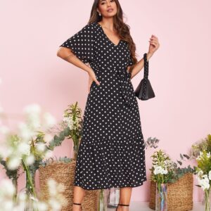 Vestido Midi Dalva Poá Inicial A