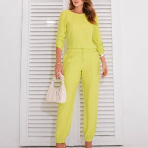 Calça Cós Elástico Lima Cora Canela