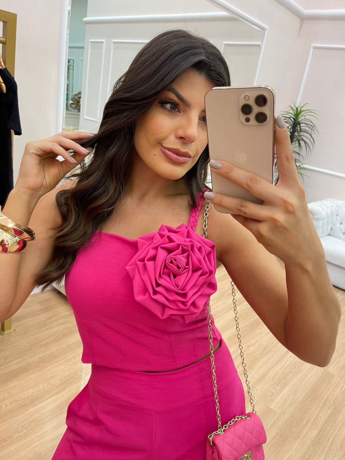 Calça Pantalona Abertura Frente Pink Cora Canela - Imagem 2