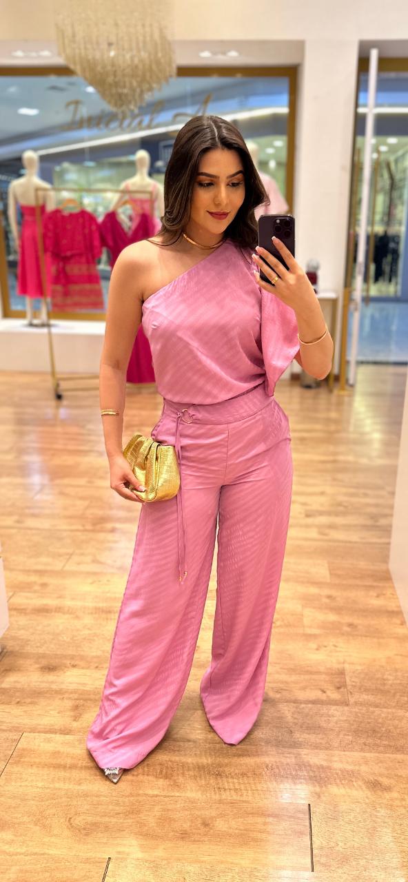Conjunto Pantalona e Blusa Nula Manga Lilás Keyla Inicial A