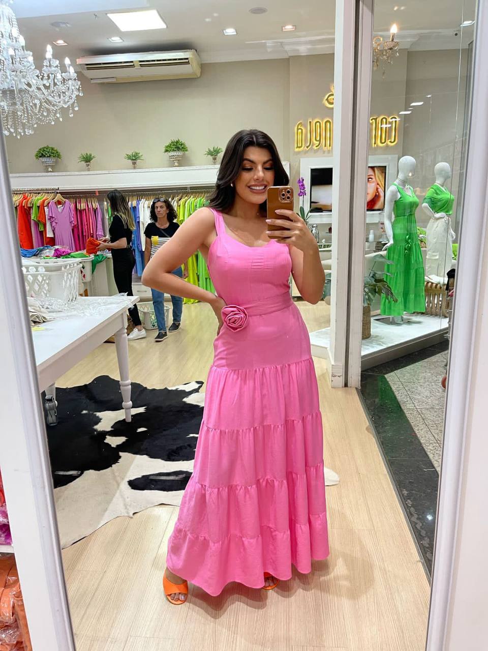 Vestido Alça Ondas Rosa Cora Canela - Imagem 2