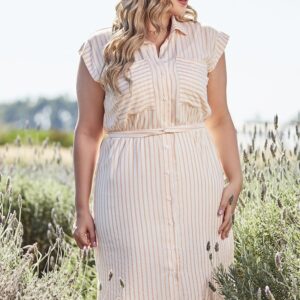 Vestido Plus Size Listrado Laranja Helen Savannah