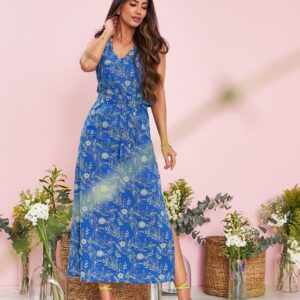 Vestido Bordado Azul Lais Inicial A