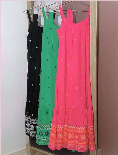 Vestido Longo Bordado Pink Marta Inicial A - Imagem 2