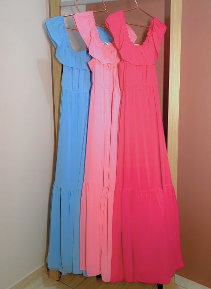 Vestido Longo Ombro a Ombro Azul Melina Inicial A - Imagem 4