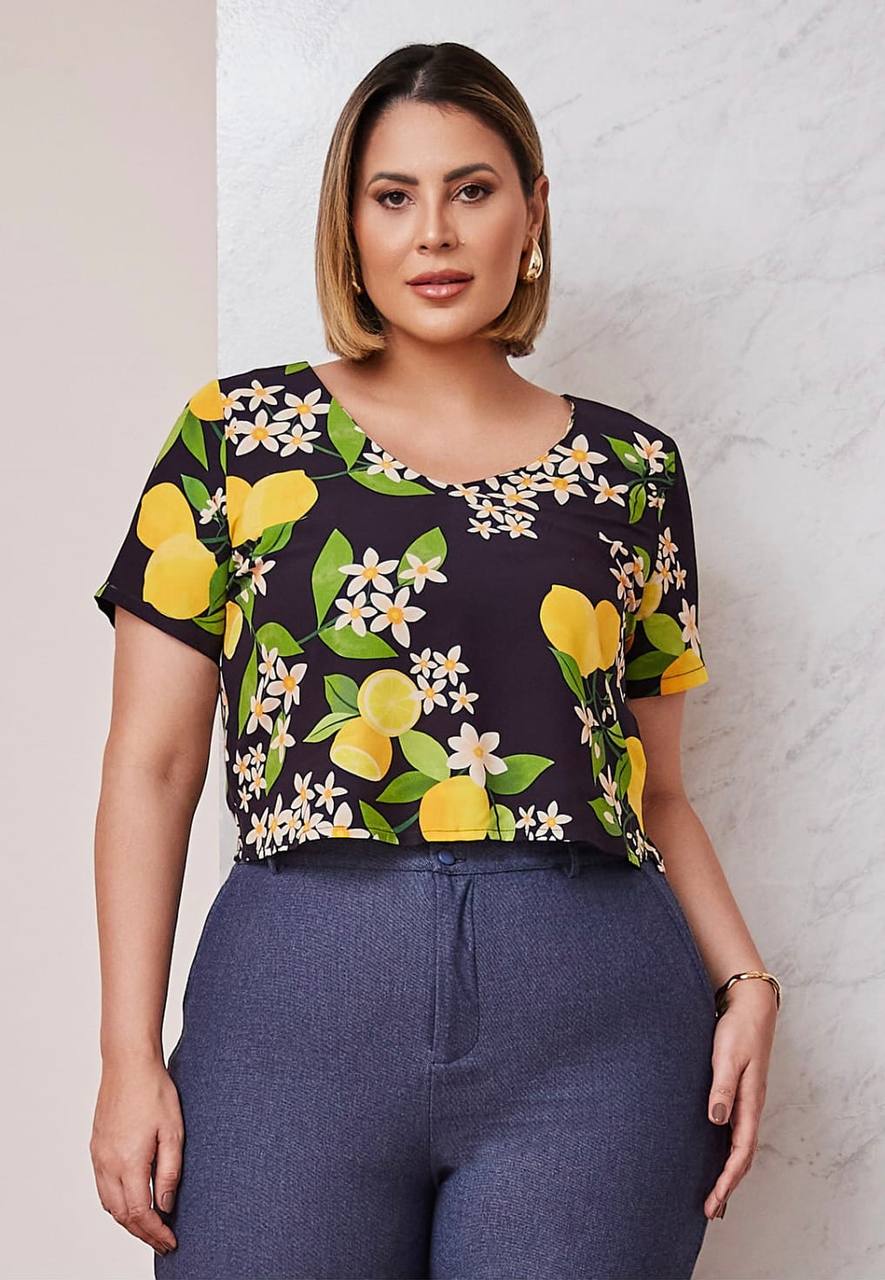 Bluza Ingrid Preta Estampada Savannah