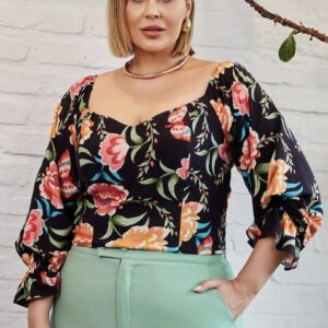 Blusa Mariana Preta Estampada Savannah