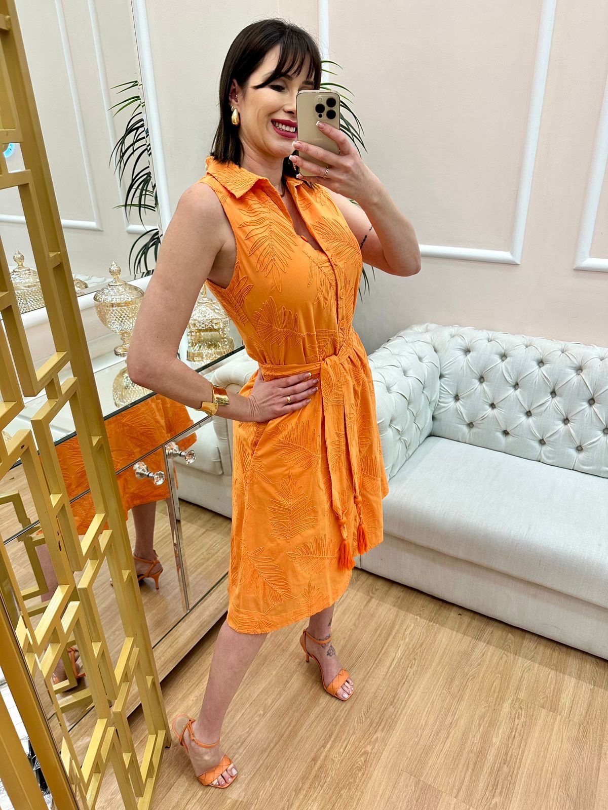 Vestido Midi Tec Bordado - Imagem 2