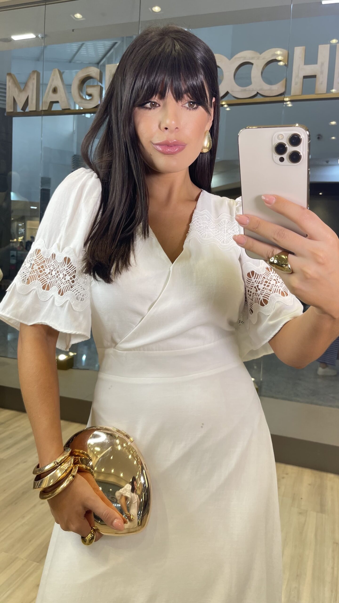 Vestido Midi com Aviamentos Off White Magda Occhi - Imagem 2