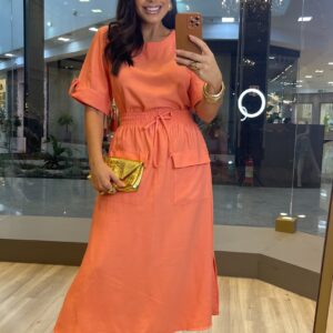 Conjunto Blusa e Saia Coral Magda Occhi